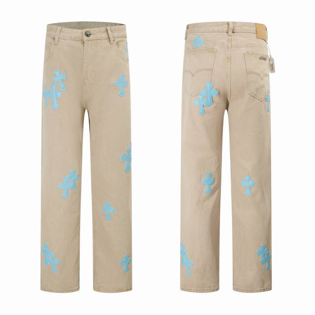 Style number: H911 Chrome Hearts & Ss25 White and Blue Leather Jeans Styles wit