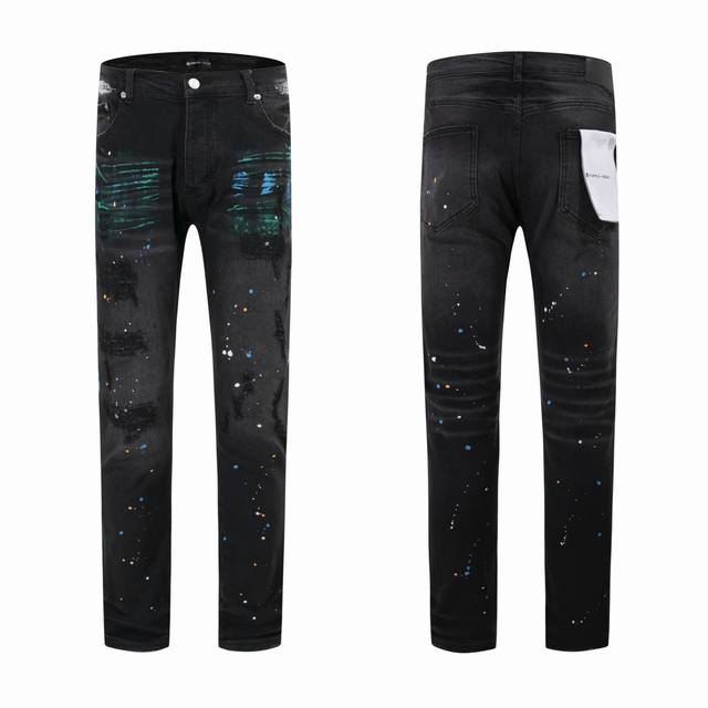 Style No.: H910 Purple Brand Skinny Jeans Hand-painted and Embroidered Micro-St
