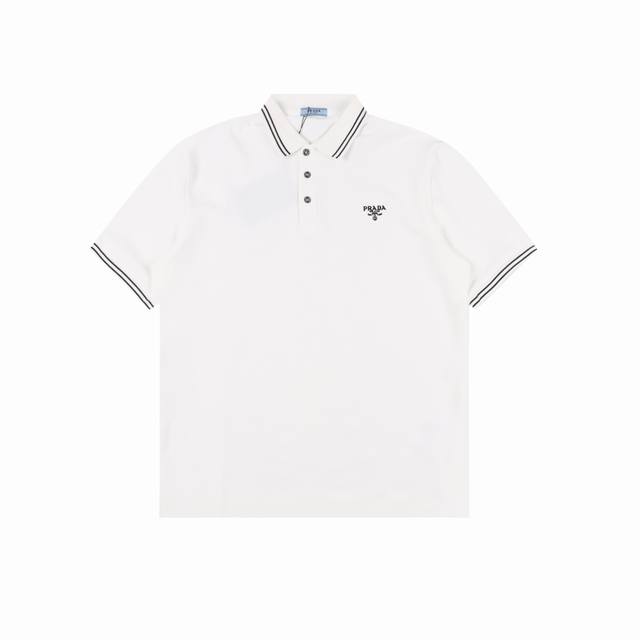 Prada 25Ss Logo Embroidered Short Sleeve Polo Shirt Made of fine imitation cotto
