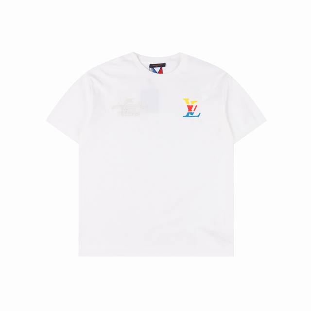 Louis Vuitton Lv colorful spelling embroidery round neck short-sleeved T-shirt A