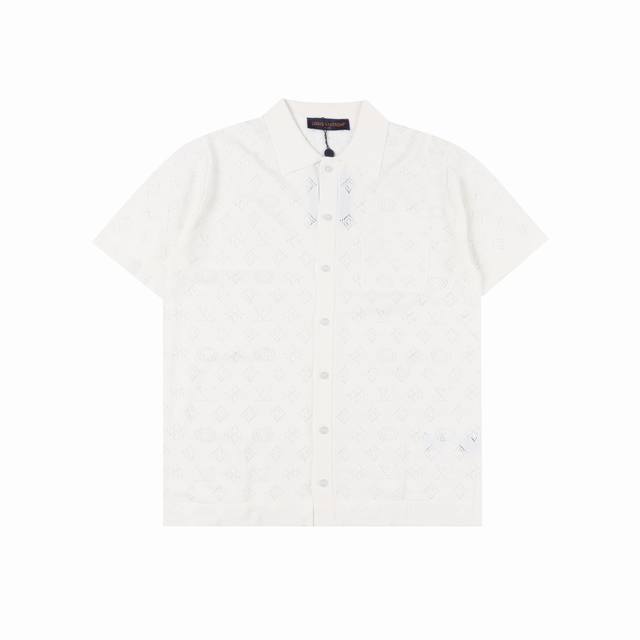 Louis Vuitton 25Ss hollow monogram jacquard knitted shirt Made of 150D 48F polye