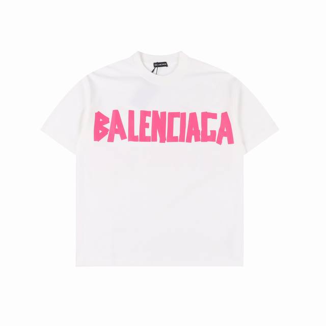Balenciaga 25Ss Masking Paper Letter Tape Short Sleeve T-shirt The most popular