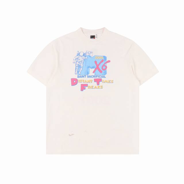 Saint Michael 25Ss Astronaut stain print short sleeves The overall fabric is 100