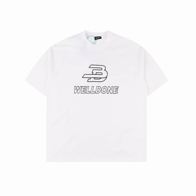 We11Done online data model damaged letter print short-sleeved T-shirt High densi