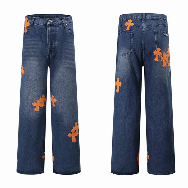 Style number: H880 Chrome Heart & Chrome Heart blue pants orange leather metal
