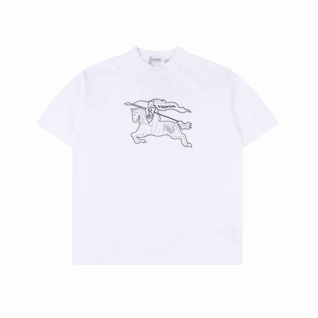 Burberry Burberry Warhorse embroidered round neck short-sleeved T-shirt The fabr