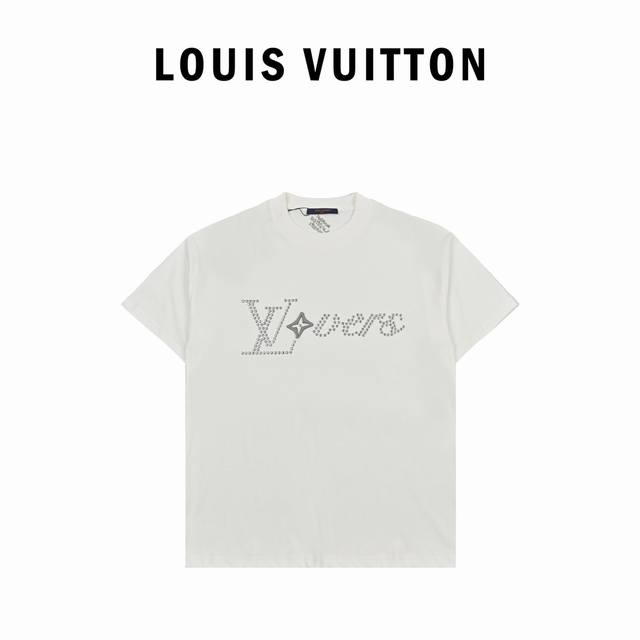 Louis Vuitton 24Ss rivet embroidered short sleeves Made of G32S double yarn pure