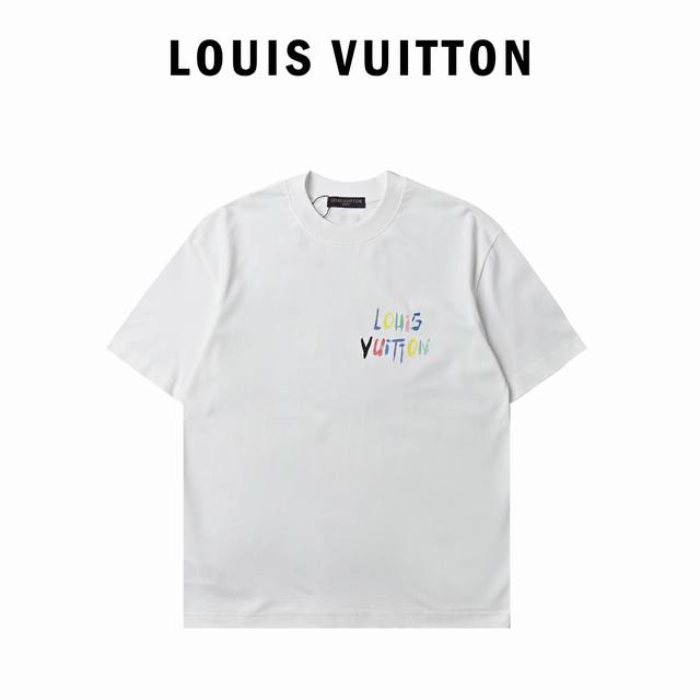 Louis Vuitton Lv Louis Vuitton 25Ss painted graffiti large logo print short-slee