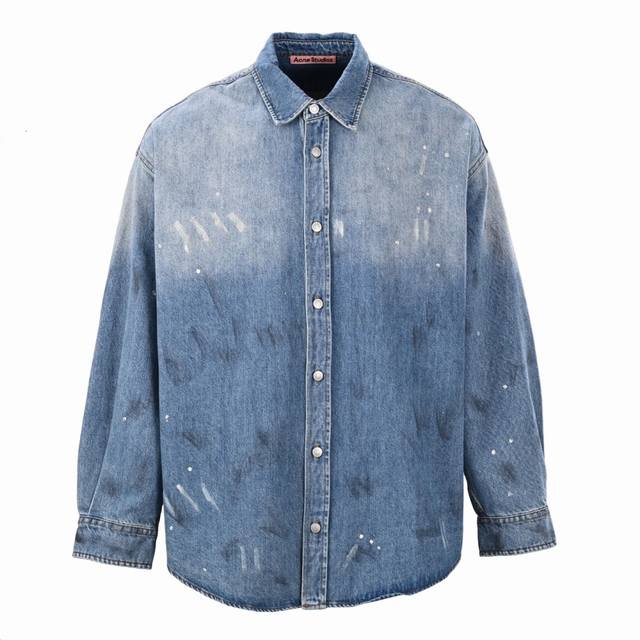 Acne Studios ink-splashed button logo drop shoulder denim shirt jacket Genuine 7
