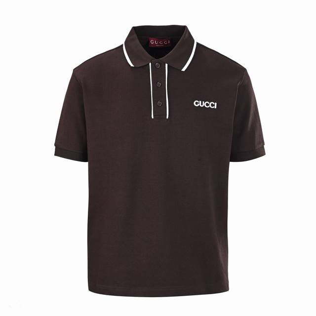 Gucci Guc contrasting color collar letter laser embroidery short sleeve polo shi