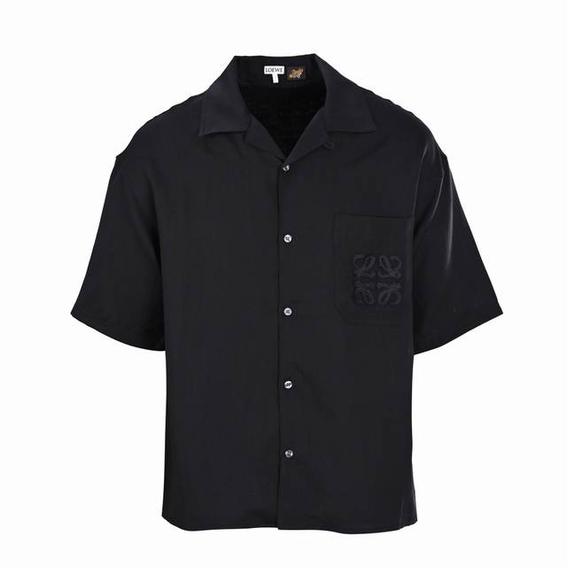 Loewe Pocket Embroidered Linen Short Sleeve Shirt Viscose fiber and linen are fu
