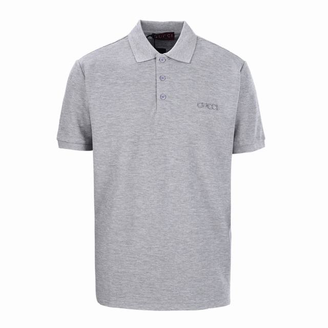 Gucci Guc Small letter laser embroidered short-sleeved Polo shirt The original v