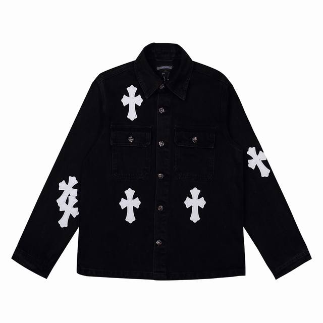 Style number: H343 Chrome Hearts Cross-stitched Leather Embroidered Shirt Jacke