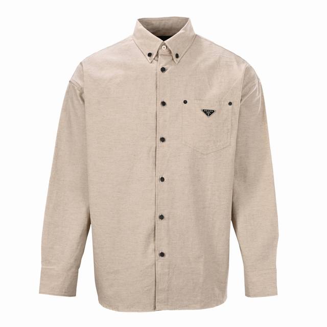 Prada Prada Prd solid color single row linen long sleeve shirt authentic 8539 p