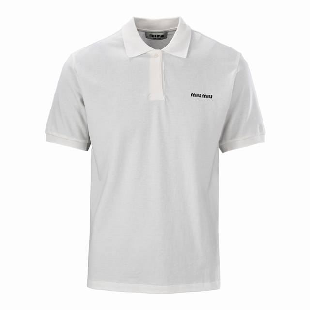 Miu Miu Mm classic small logo embroidered short-sleeved Polo shirt Authentic 840