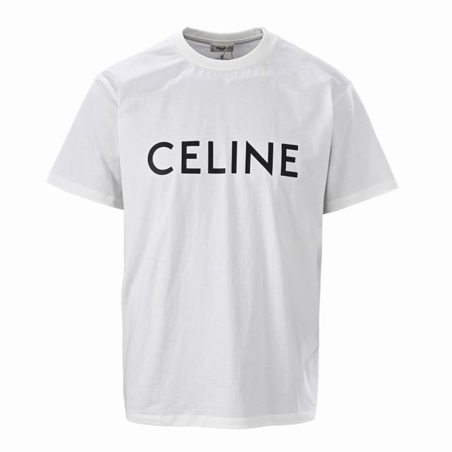 Celine Ce Basic Logo Printed Short Sleeve T-shirt Made of 50g double-strand fabr