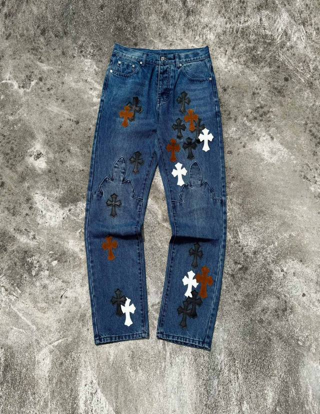 Style number: H638 Chrome Hearts Ch 24Ss VIP Customized Double Knee-Laced Flame