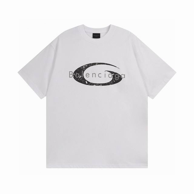 Balenciaga 2025 Ss micro-label classic Logo art cracked print short-sleeved T-sh