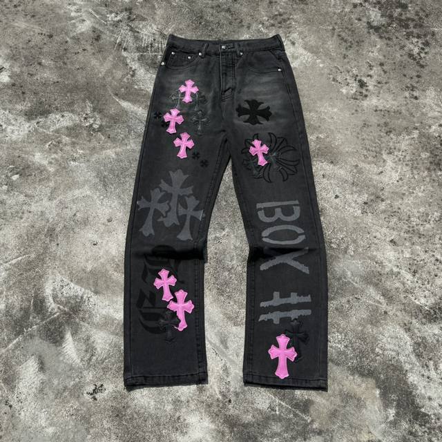Style number: H669 Chromehearts & Chromehearts purple spray-painted graffiti pa
