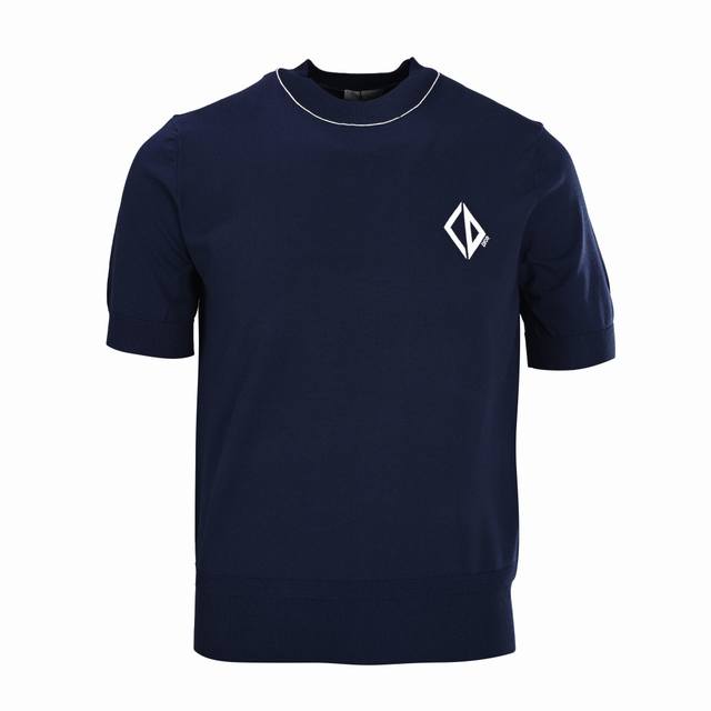 Dior Cd Diamond embroidered knitted short-sleeved T-shirt Custom-woven and dyed