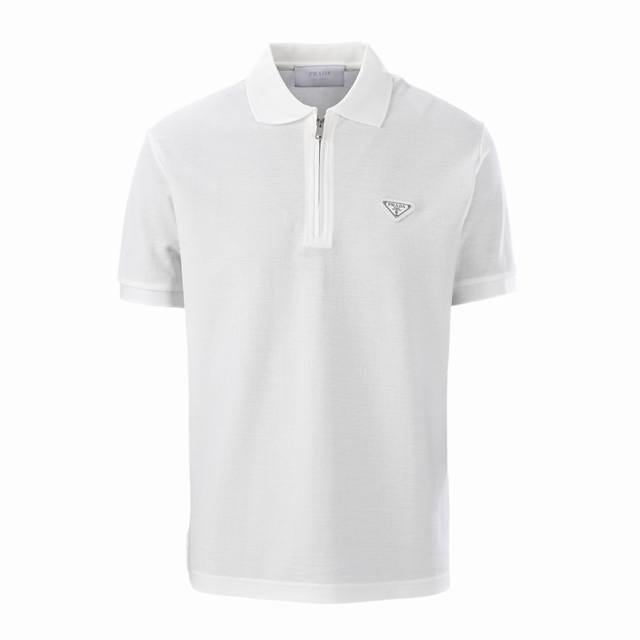 Prada Prada Prd triangle brand zipper short-sleeved Polo shirt Original version