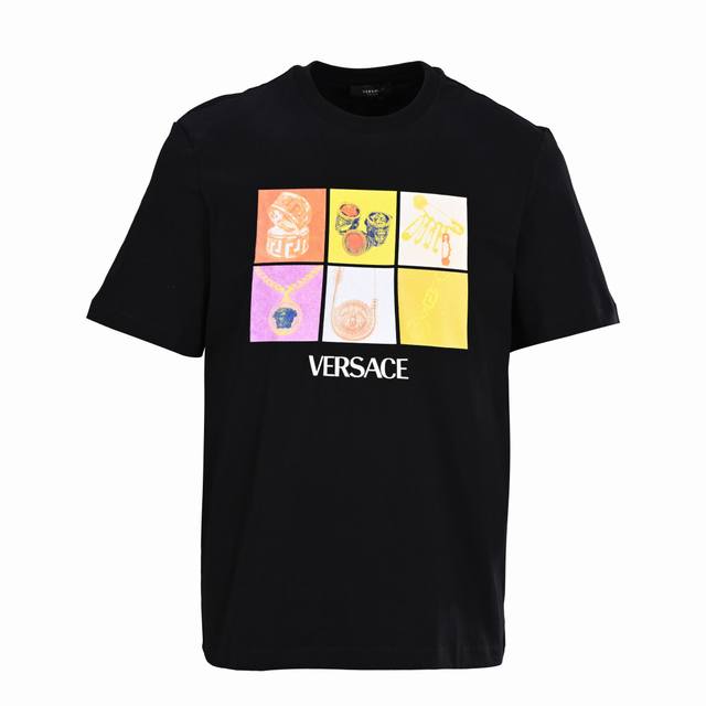 Versace Versace jewelry printed short-sleeved T-shirt Customized Qimeng four sea