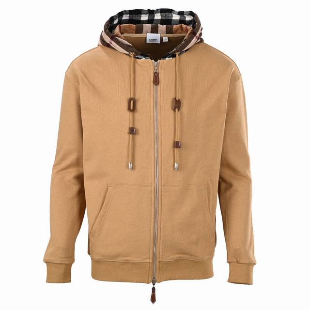 Burberry Bbr plaid patchwork zipper hooded jacket Original development, using Gb