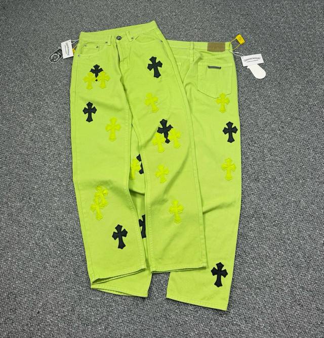 Style number: H819 Chrome Hearts Ch co-branded Drak Miami green jeans exudes un