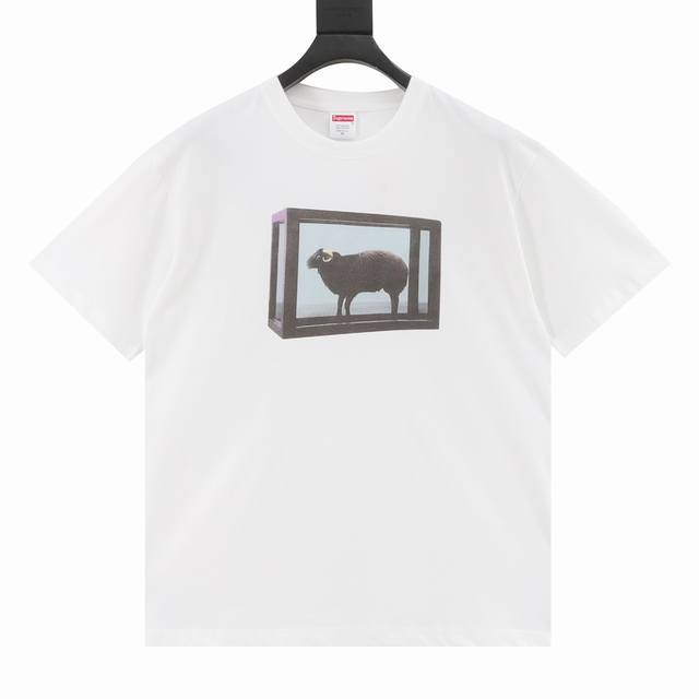 Supreme X Damien Hirst Joint Model Ss25 Week1 Tee Sheep Pattern Printed Round Ne