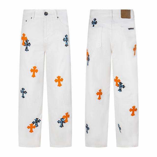 Chrome Hearts 2025 new orange blue leopard print cross stitching couple style w