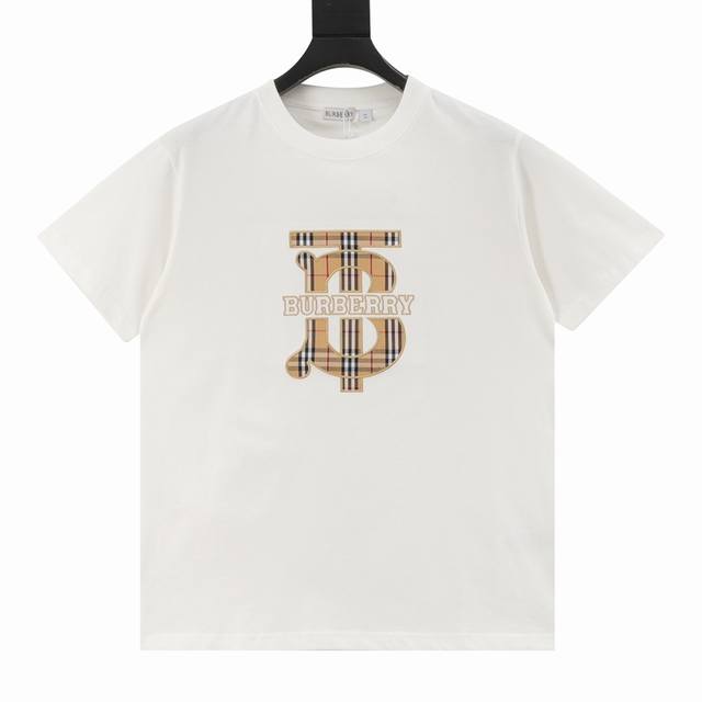 Burberry Burberry 25Ss checkered Tb patch embroidered letter short sleeves Custo