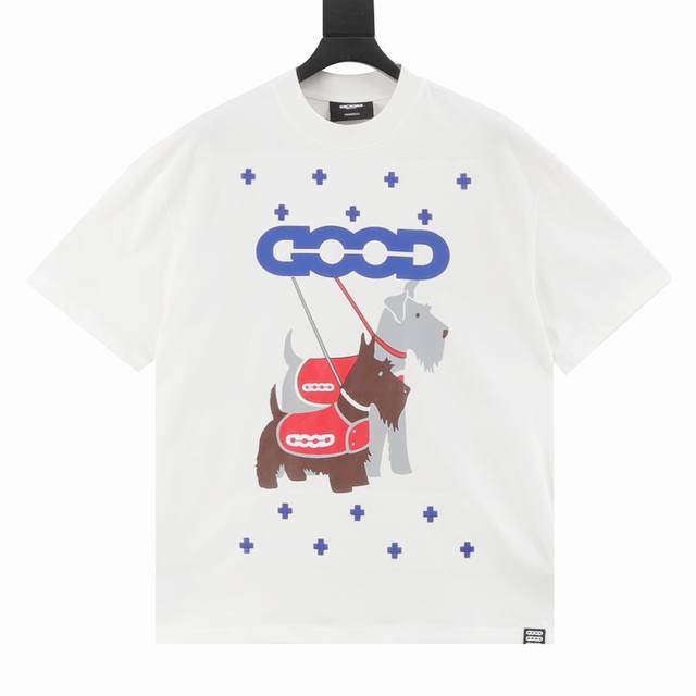 Goodbrand Good Cross Embroidered Schnauzer Print Short Sleeve T-shirt Unisex 350