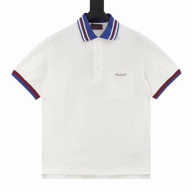 Gucci Gucci short-sleeved polo shirt with letter embroidery on the chest pocket