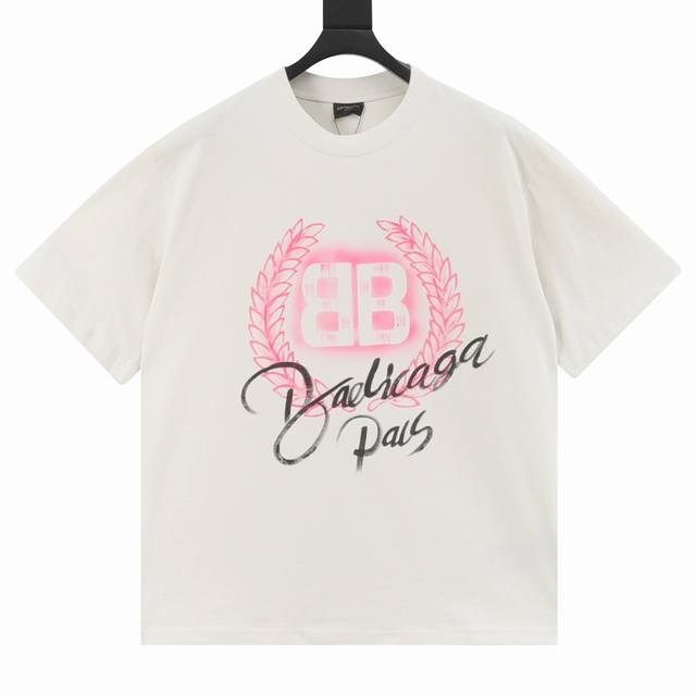 Balenciga Balenciga hand-painted wheat pattern round neck short-sleeved T-shirt
