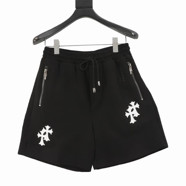 Chrome Hearts Ch Embroidered white label Sanskrit shorts Hand-cranked custom lea