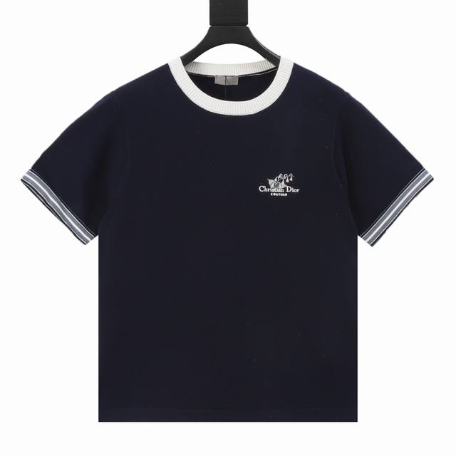 Dior Dior Cd Lily of the Valley embroidered contrasting short-sleeved T-shirt Au