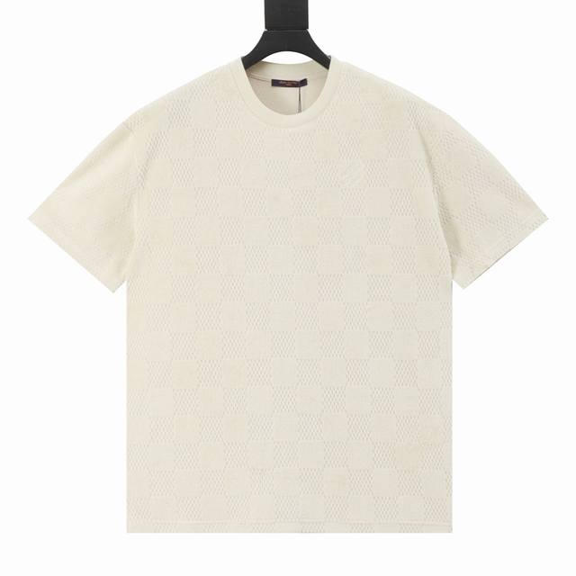 Louis Vuitton Lv checkerboard drawstring terry cloth short-sleeved T-shirt Authe