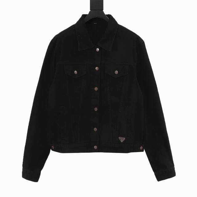Prada Prada Prd denim jacket with triangle logo on the hem Customized high-densi
