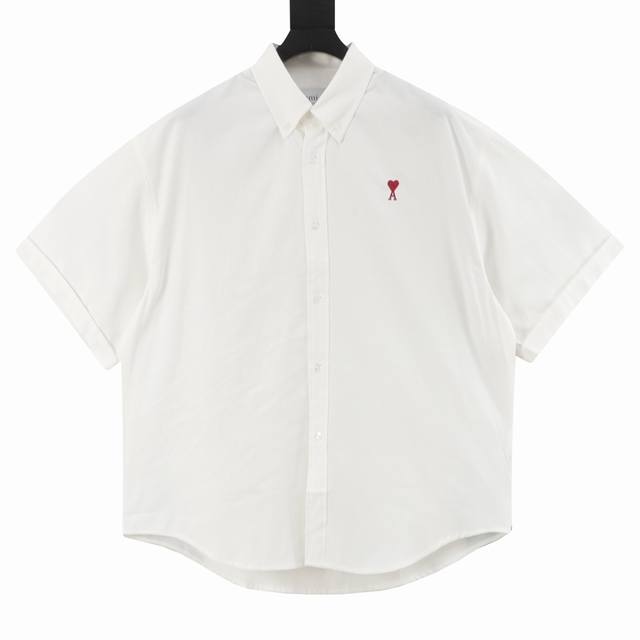 Ami Paris Love Embroidery Box Short Sleeve Shirt Customized luxury Oxford cloth,