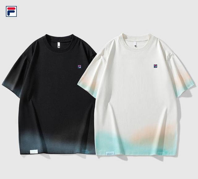 New Fila 25 quality summer youth tie-dye distressed trendy short-sleeved T-shir