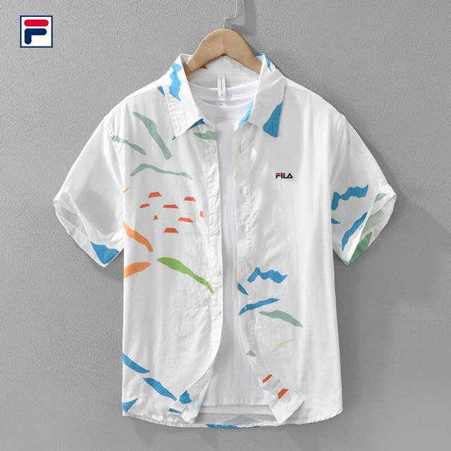 New Fila National Trend High-grade Cotton Casual Versatile Embroidered Short-sl