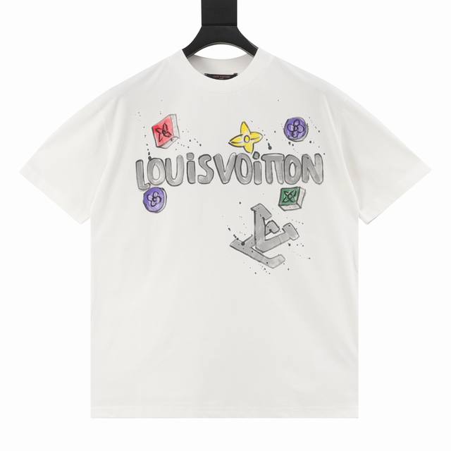Louis Vuitton Louis Vuitton logo letter hand-painted short-sleeved T-shirt Three