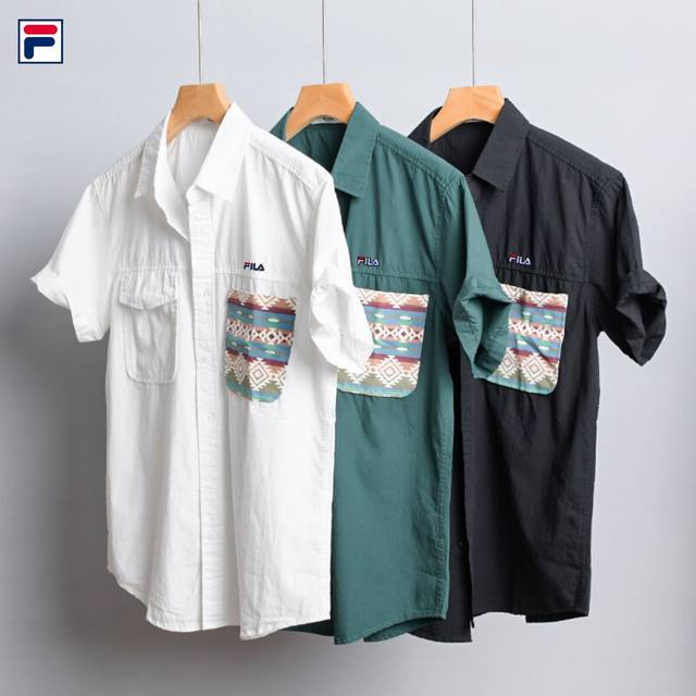 New Fila 25 high-quality pure cotton printed embroidery Japanese style short-sl