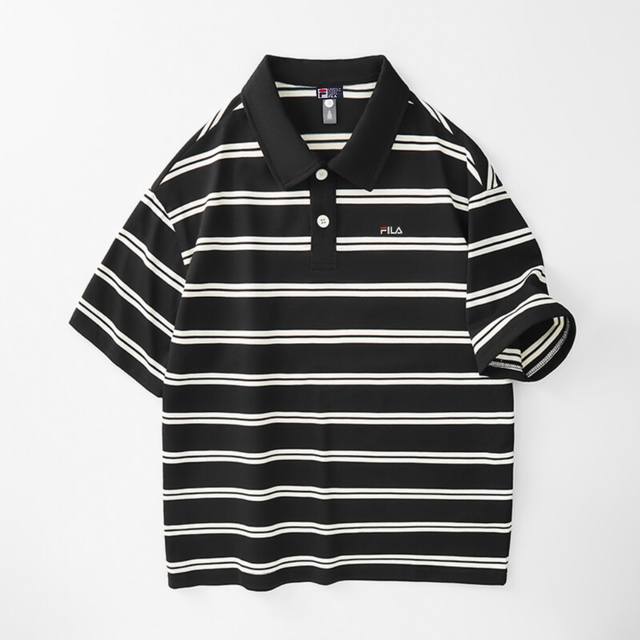New Fila25 summer men's and women's striped loose Polo shirt jacket