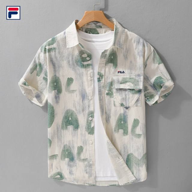 New Fila National Trend High-grade Cotton Casual Versatile Embroidered Short-sl