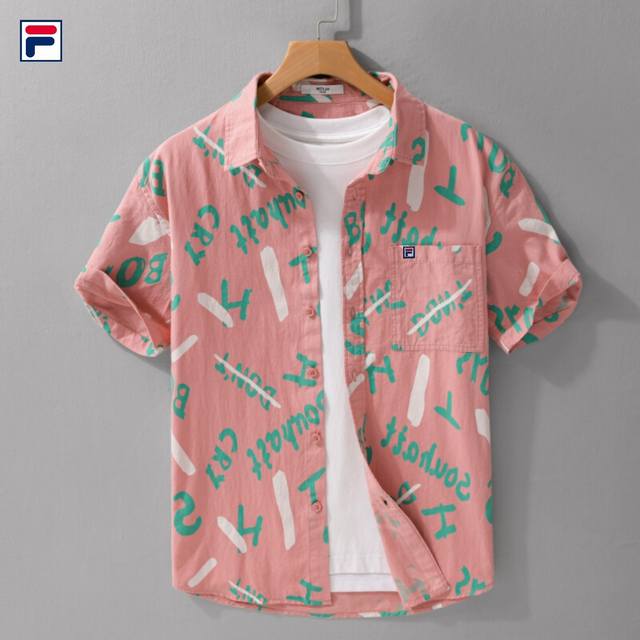 New Fila National Trend High-grade Cotton Casual Versatile Embroidered Short-sl