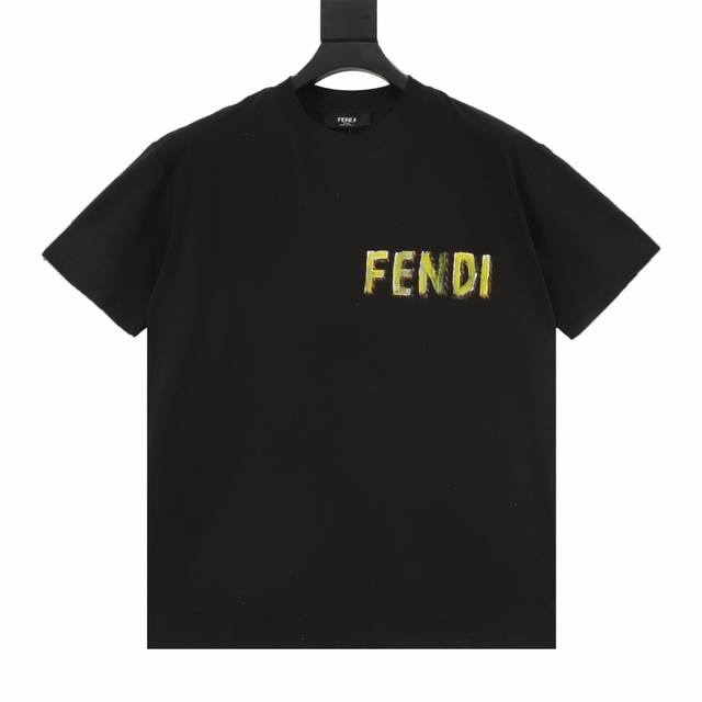 Fendi Fendi hand-painted letter graffiti print short-sleeved T-shirt DDD. Use ha