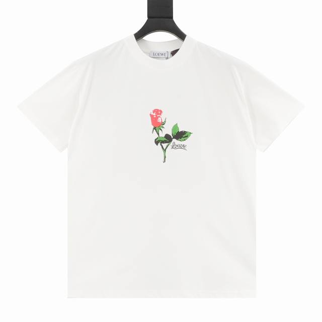 Loewe Rose pattern printed short sleeves The fabric is made of high-end icy Solo