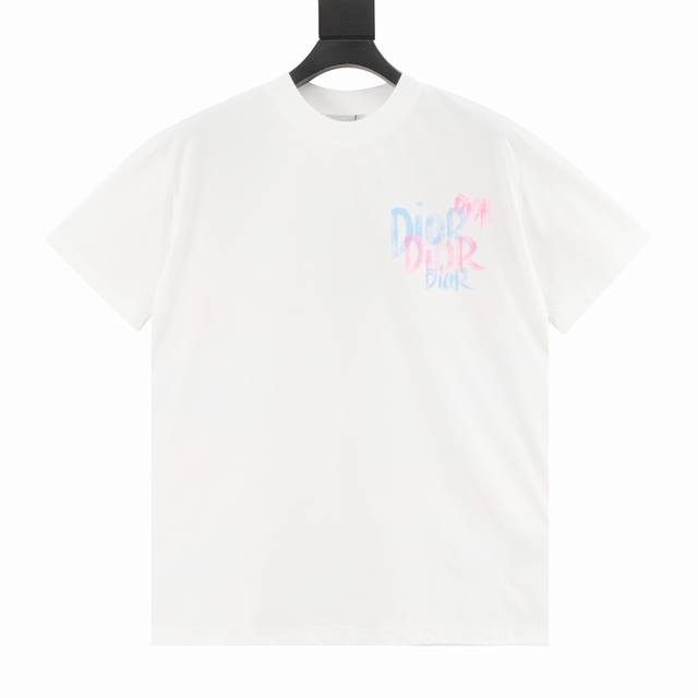 Dior Dior graffiti letter hand-painted print short-sleeved T-shirt uses digital