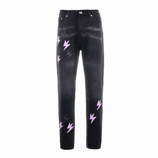 Amexnocap New lightning pink leather couple washed jeans from a niche brand Top
